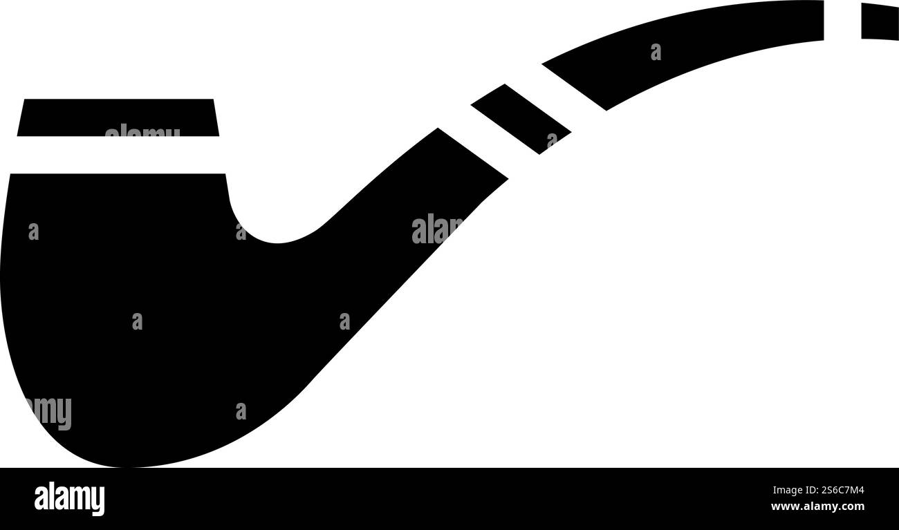 Rauchen Pfeife Glyphe Symbol Vektor. Rauchpfeifenschild. Schwarze Abbildung des isolierten Kontursymbols. Rauchen Pfeife Glyphe Symbol Vektor Illustration Stock Vektor