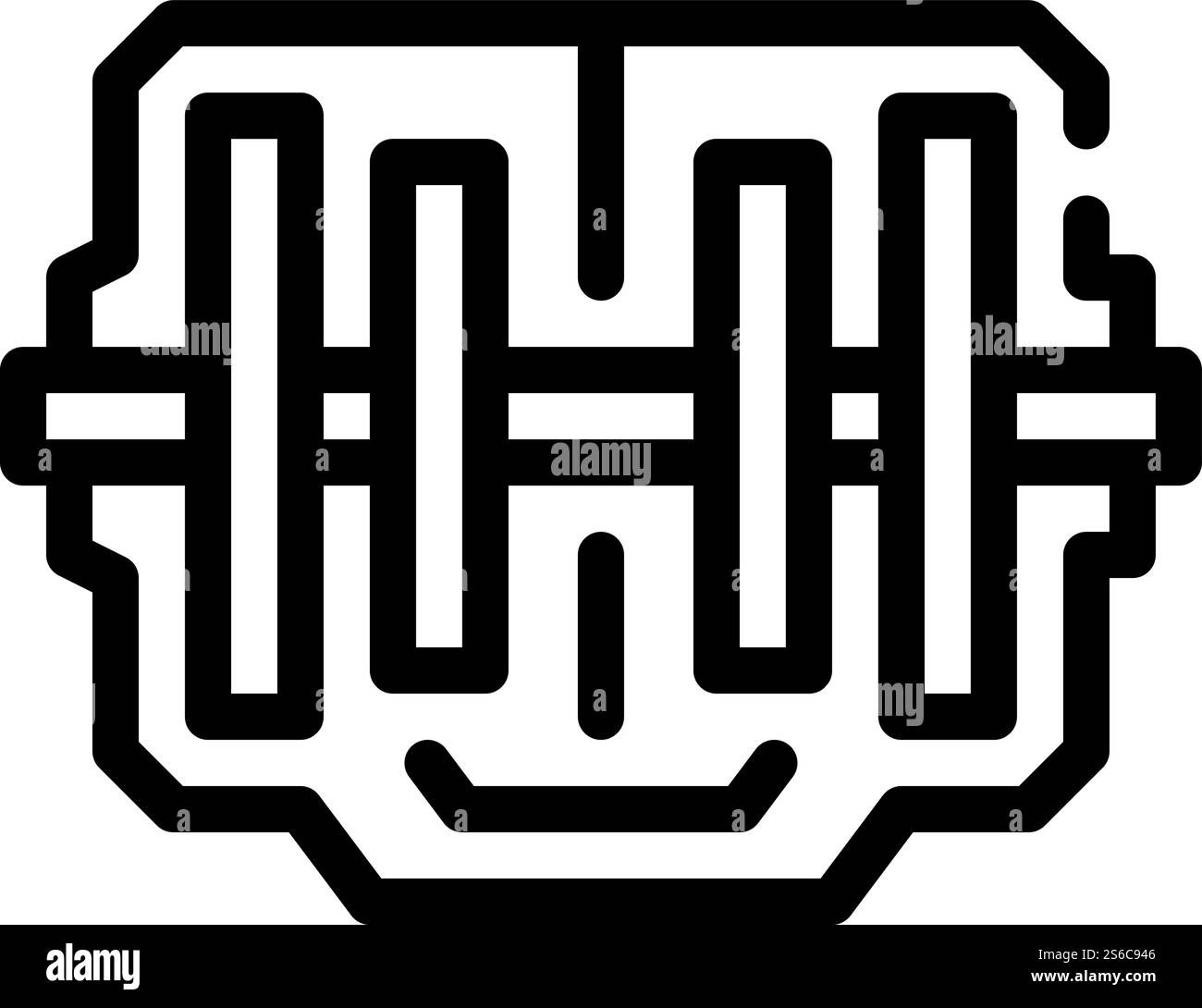Leitungs-Symbolvektor des elektrischen Generators. Schild für elektrischen Generator. Schwarze Abbildung des isolierten Kontursymbols. Elektrische Generatorlinie Symbol Vektor schwarze Illustration Stock Vektor
