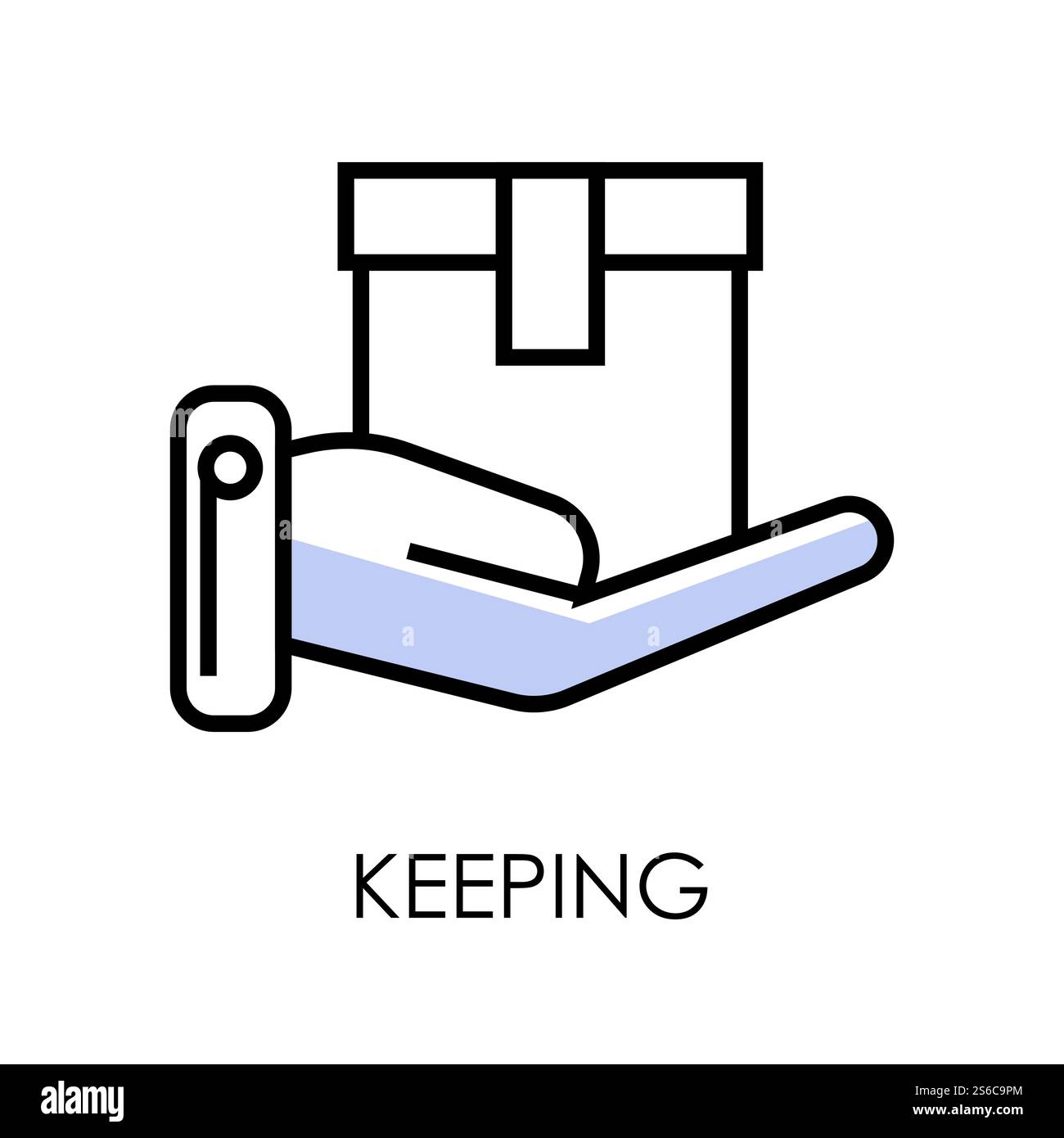 Verpackungshaltung, Karton auf menschlicher Hand isolierter Icon-Vektor. Zustellung und Versand, Paketverteilung und sichere Bewachung vor dem Versand. Lagerservice, versiegelter Schutzbehälter. Box auf Hand isoliertes Symbol, Paketaufbewahrung, Lieferung Stock Vektor