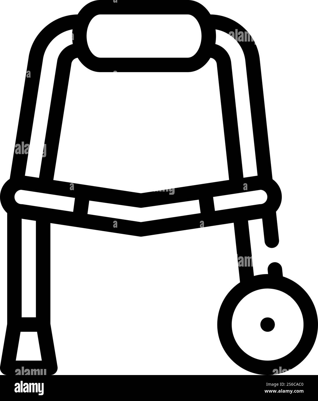 walker für alte menschliche Linien-Symbol-Vektor. walker für altes menschliches Zeichen. Schwarze Abbildung des isolierten Kontursymbols. walker für alte menschliche Linie Symbol Vektor Illustration Stock Vektor