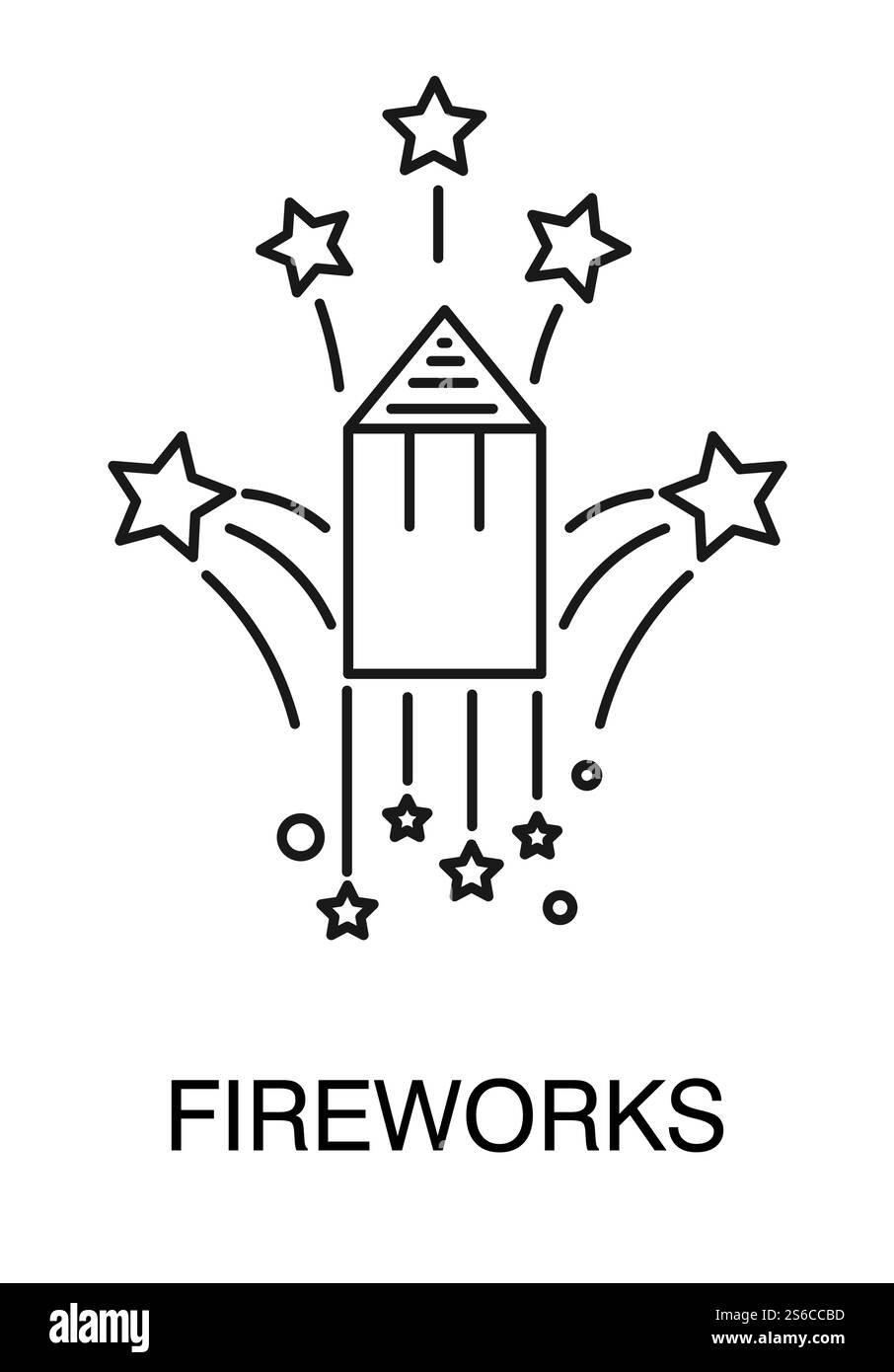 Feuerwerk isolierte Umrissfigur, Partyfeier und feierlicher Petard-Vektor. Stars, Festival und Event, Rakete und Blow. Weihnachten oder Neujahr, Geburtstag traditionelles Element, Explosion oder Explosion. Partyfeier, Feuerwerk platzt auf einer isolierten Umrissfigur Stock Vektor