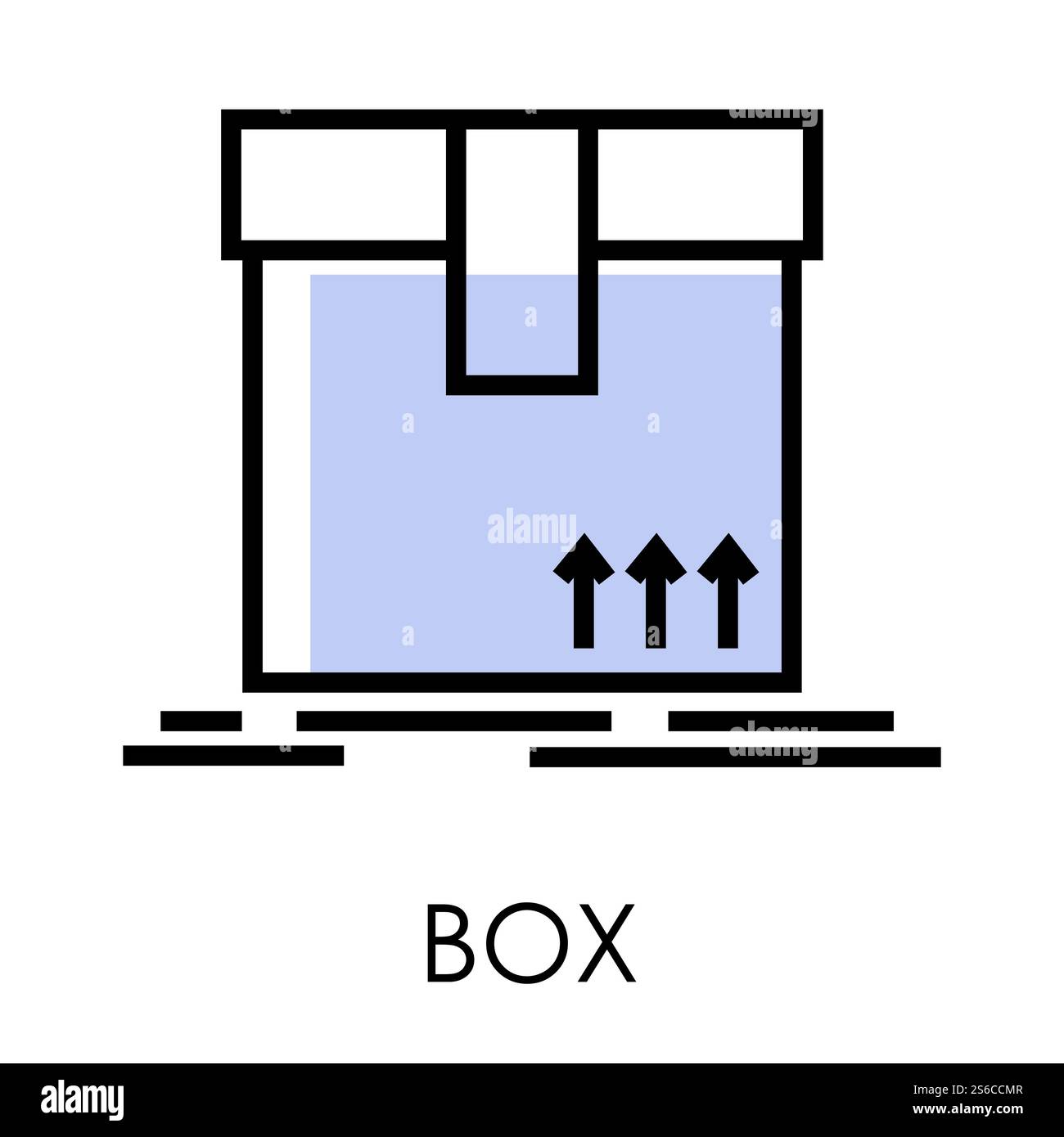 Box oder Paket, Lieferdienstlager, Pappbehälter isolierter Symbolvektor. Verpackung oder versiegelte Verpackung, Versand und Transport, Lagerung. Paket senden oder empfangen, Postdienst. Zustellservice, Symbol für Karton oder Paket, Karton-Behälter Stock Vektor