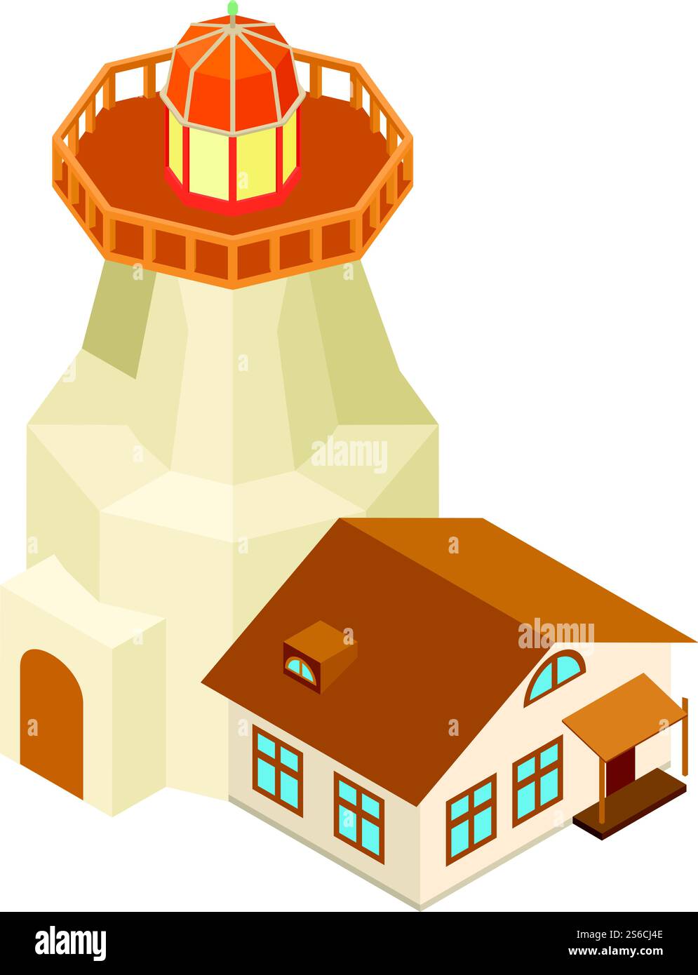 Symbol für Rundumleuchtturm. Isometrische Abbildung des Vektorsymbols des Rundumleuchtenturms für Web. Leuchtturm-Symbol, isometrischer Stil Stock Vektor
