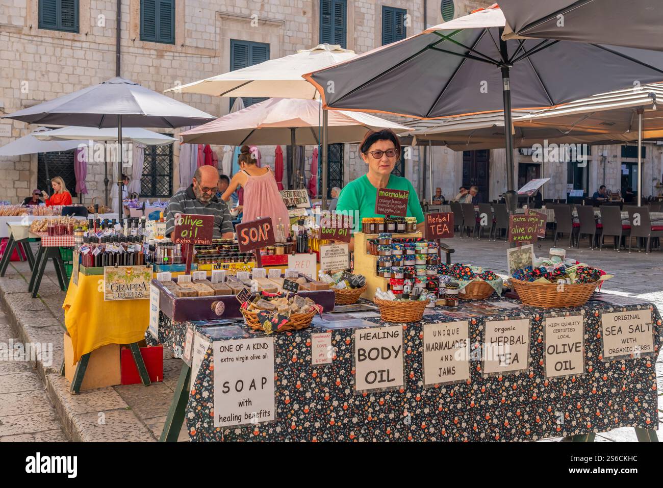 Handwerksmarkt in Dubrovnik, Kroatien, Europa. Stockfoto