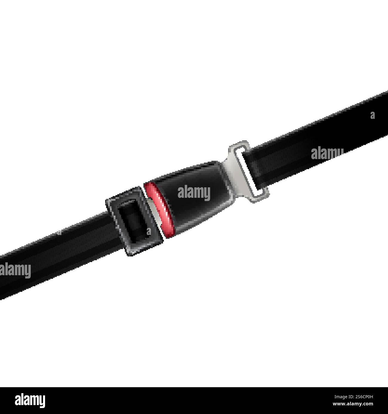 Sicherheitsgurt Geschlossen Fahrzeuglebensdauer Detailvektor. Gurtstraffer Für Fahrer Und Beifahrer, Transportschutz. Unfallverhütung Trauma-Sicherheitsgurt-Layout realistische 3D-Illustration. Sicherheitsgurt Geschlossen Fahrzeuglebensdauer Detailvektor Stock Vektor