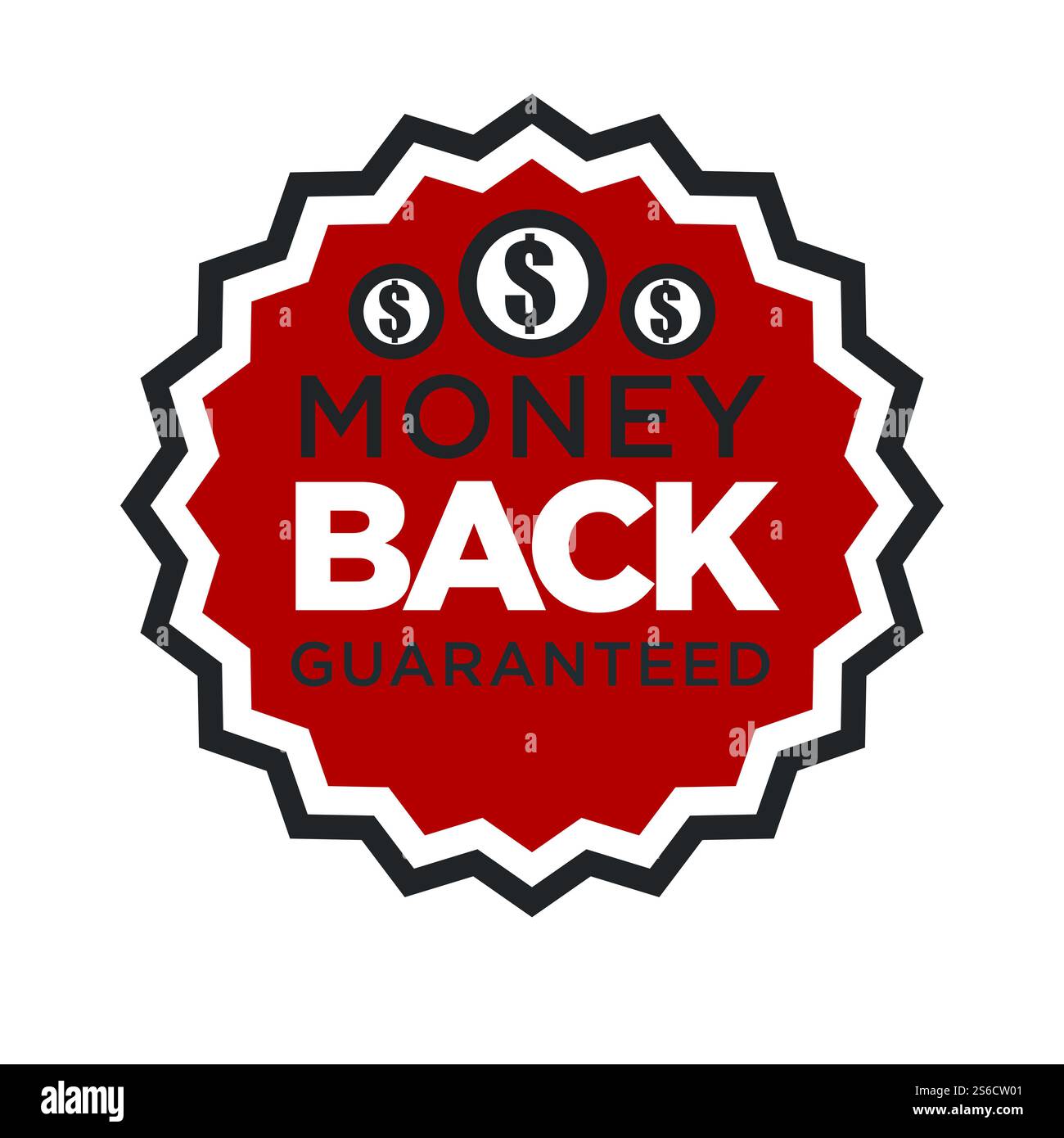 Geld-zurück-Garantie-Abzeichen, Rückzahlung oder Sonderangebot isolierter Icon-Vektor. Gutes Angebot, Zertifikat oder Stempel, Münzen mit Dollarzeichen, Emblem. Safe Shopping Garantie, prozentuales Rücksendesiegel oder Logo. Einkaufsangebot, Geld-zurück-Garantie, isolierte Ikone Stock Vektor