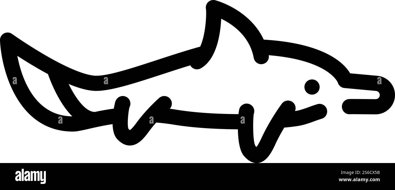 ichthyosaurus Dinosaurier Linie Symbol Vektor. ichthyosaurus-Dinosaurier-Zeichen. Schwarze Abbildung des isolierten Kontursymbols. ichthyosaurus Dinosaurier Linie Symbol Vektor Illustration Stock Vektor