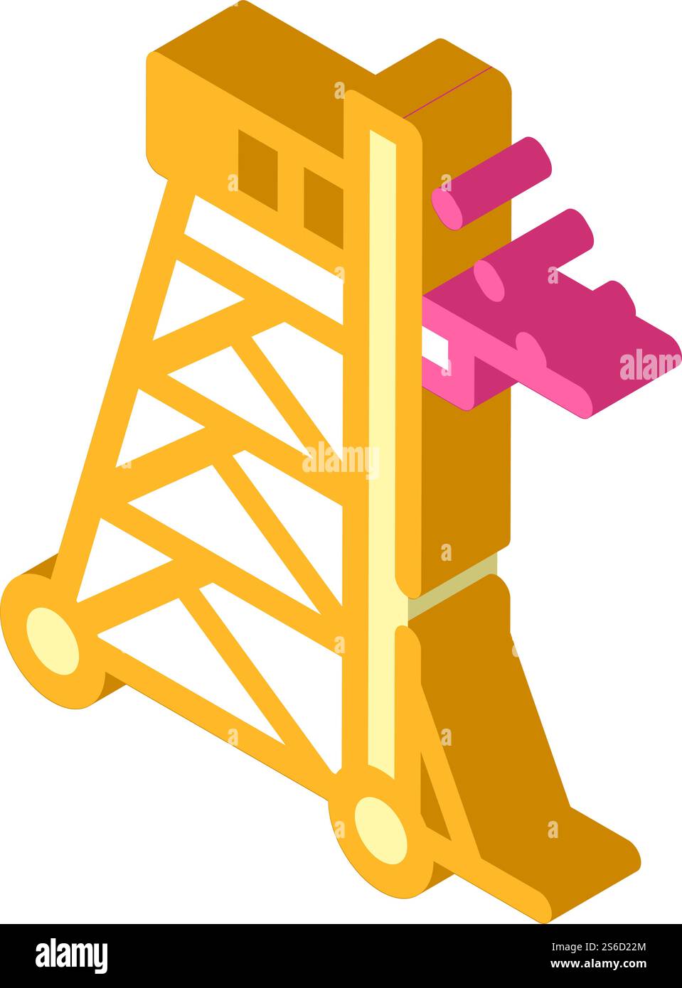 Isometrischer Symbolvektor des Belagerungsturms. Belagerungsturmschild. Isolierte Symboldarstellung. Farbe der isometrischen Symbolvektorgrafik des Belagerungsturms Stock Vektor