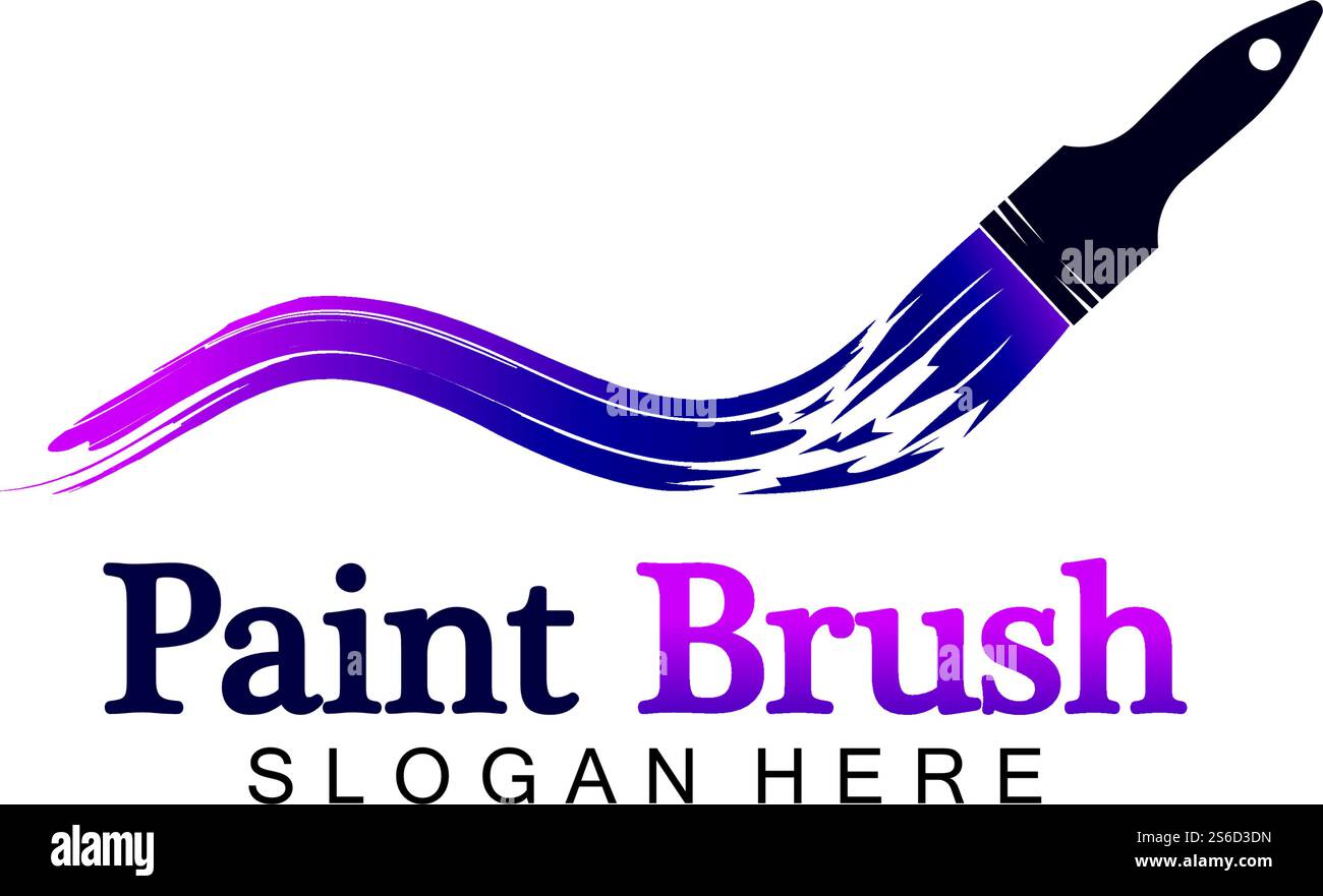 Abstrakte Vektor-Pinsel und bunte Farbe Spritzen Symbol, Emblem, Logo Design mit Farbalternative und Graustufen Version. Bearbeitbares EPS-Format, Design-Element, Kunst- und Kunsthandwerk-Konzept. Stock Vektor