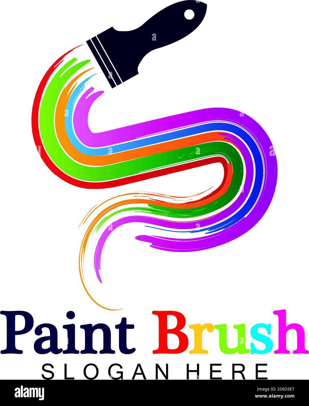 Abstrakte Vektor-Pinsel und bunte Farbe Spritzen Symbol, Emblem, Logo Design mit Farbalternative und Graustufen Version. Bearbeitbares EPS-Format, Design-Element, Kunst- und Kunsthandwerk-Konzept. Stock Vektor