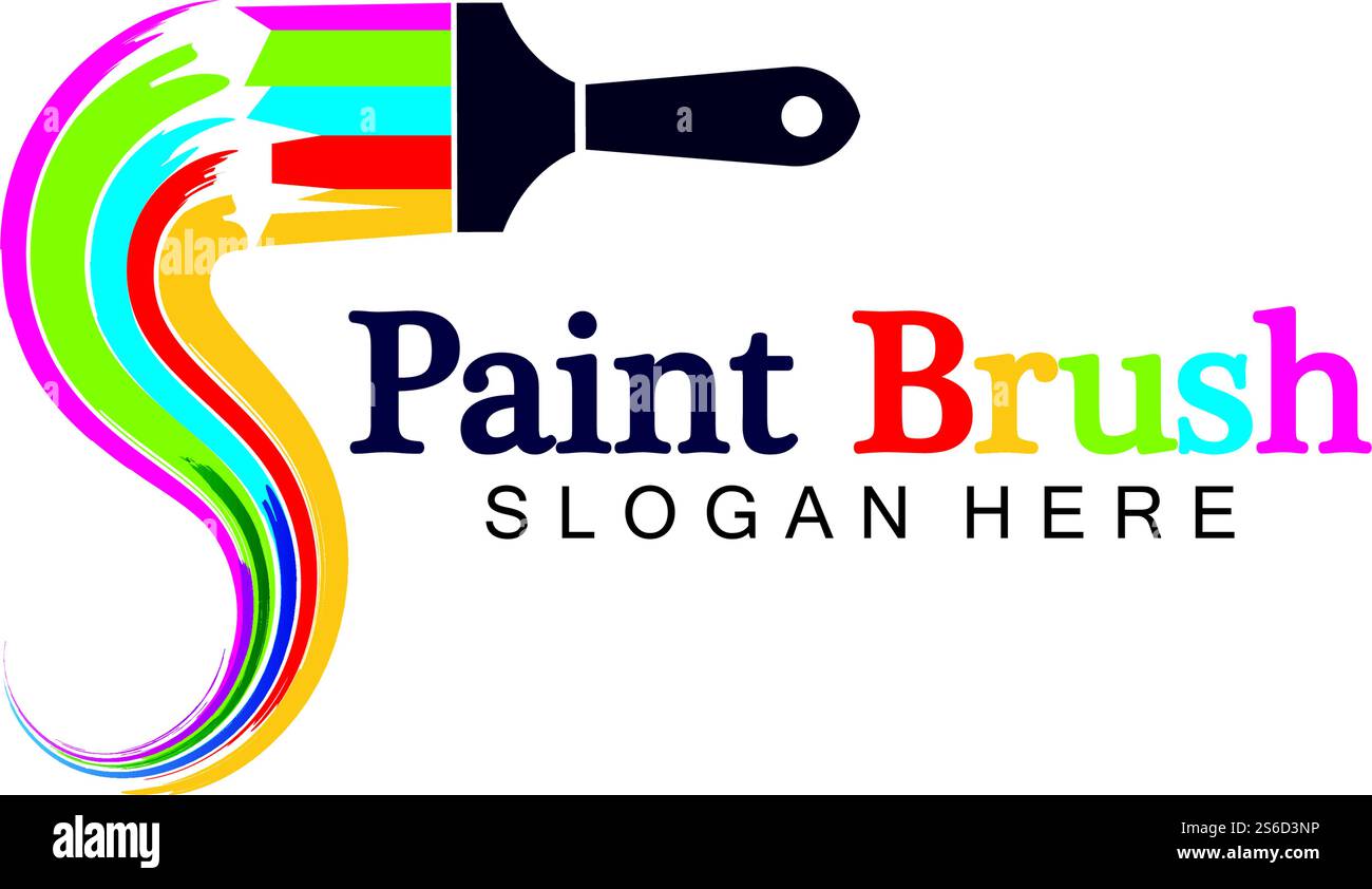 Abstrakte Vektor-Pinsel und bunte Farbe Spritzen Symbol, Emblem, Logo Design mit Farbalternative und Graustufen Version. Bearbeitbares EPS-Format, Design-Element, Kunst- und Kunsthandwerk-Konzept. Stock Vektor