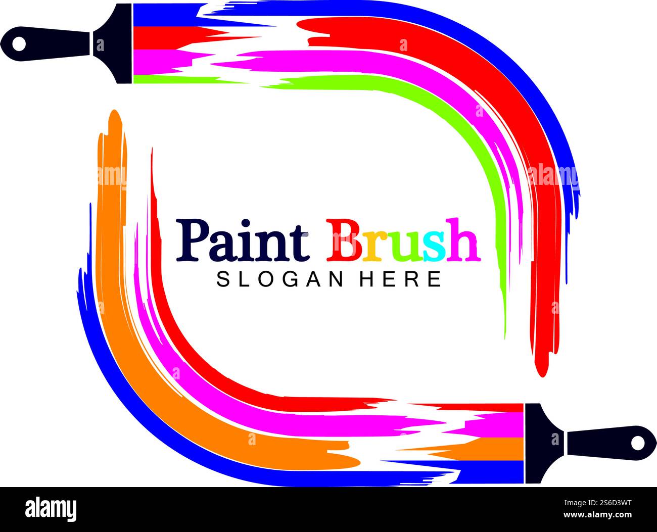 Abstrakte Vektor-Pinsel und bunte Farbe Spritzen Symbol, Emblem, Logo Design mit Farbalternative und Graustufen Version. Bearbeitbares EPS-Format, Design-Element, Kunst- und Kunsthandwerk-Konzept. Stock Vektor