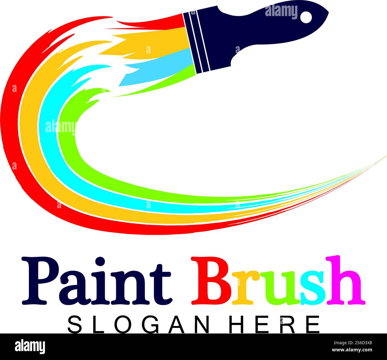 Abstrakte Vektor-Pinsel und bunte Farbe Spritzen Symbol, Emblem, Logo Design mit Farbalternative und Graustufen Version. Bearbeitbares EPS-Format, Design-Element, Kunst- und Kunsthandwerk-Konzept. Stock Vektor