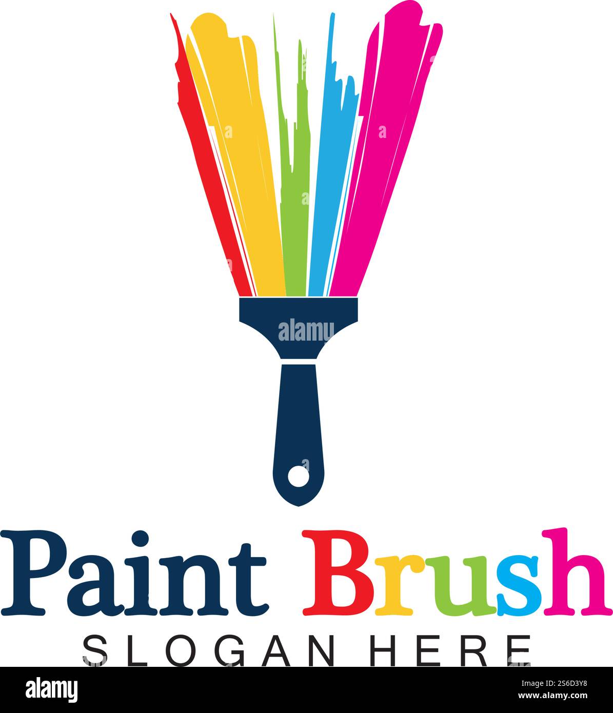 Abstrakte Vektor-Pinsel und bunte Farbe Spritzen Symbol, Emblem, Logo Design mit Farbalternative und Graustufen Version. Bearbeitbares EPS-Format, Design-Element, Kunst- und Kunsthandwerk-Konzept. Stock Vektor