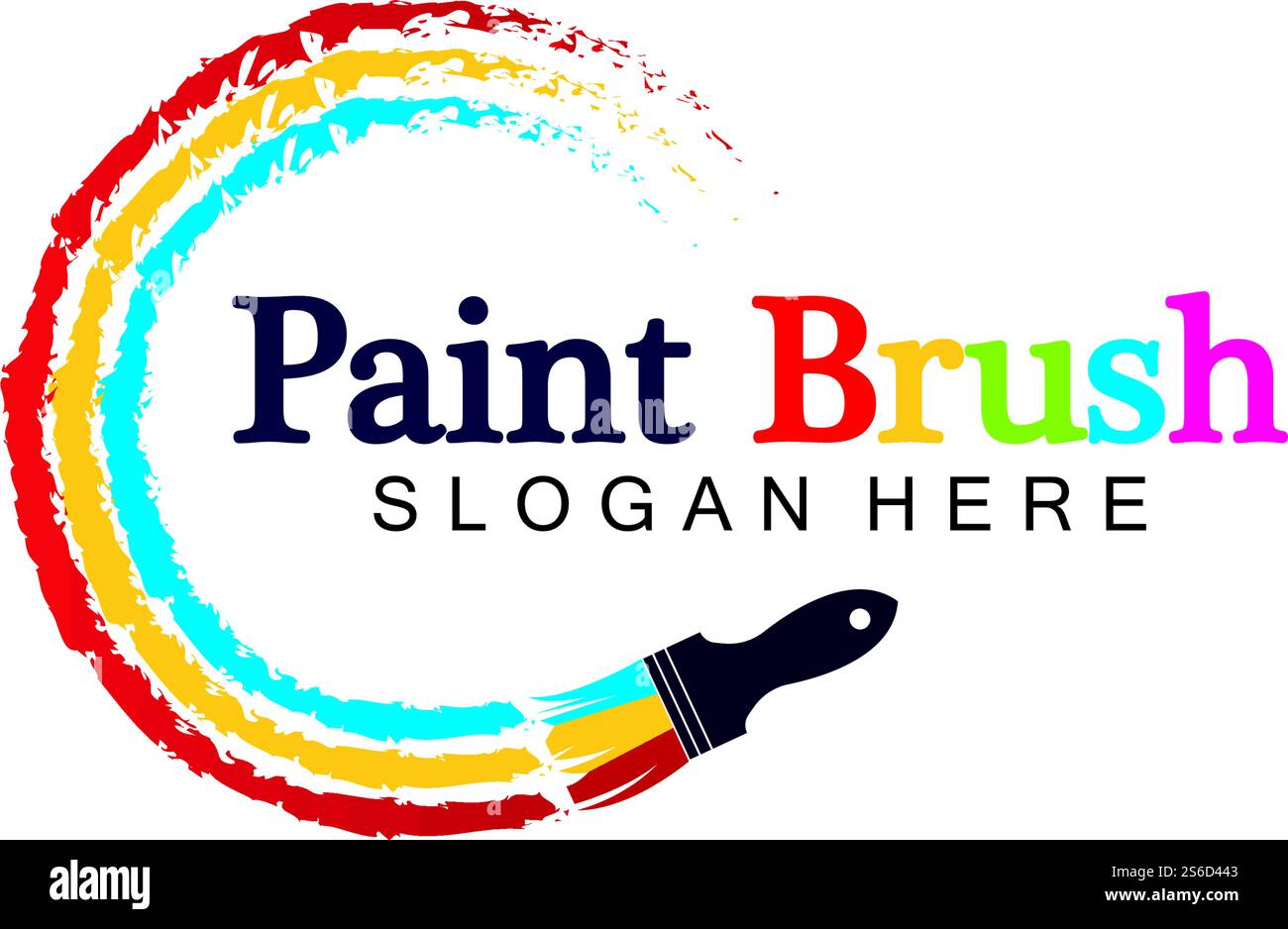 Abstrakte Vektor-Pinsel und bunte Farbe Spritzen Symbol, Emblem, Logo Design mit Farbalternative und Graustufen Version. Bearbeitbares EPS-Format, Design-Element, Kunst- und Kunsthandwerk-Konzept. Stock Vektor