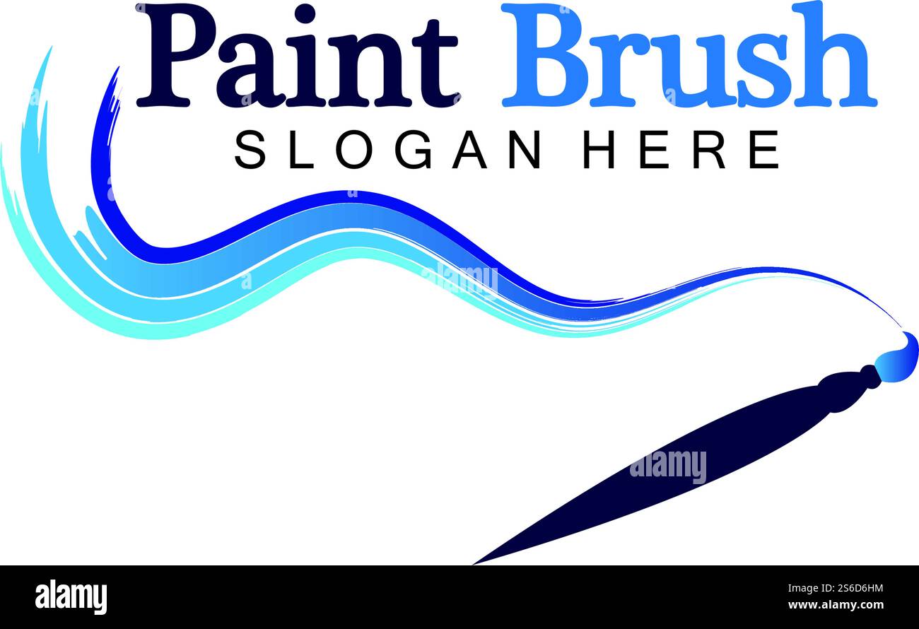 Abstrakte Vektor-Pinsel und bunte Farbe Spritzen Symbol, Emblem, Logo Design mit Farbalternative und Graustufen Version. Bearbeitbares EPS-Format, Design-Element, Kunst- und Kunsthandwerk-Konzept. Stock Vektor