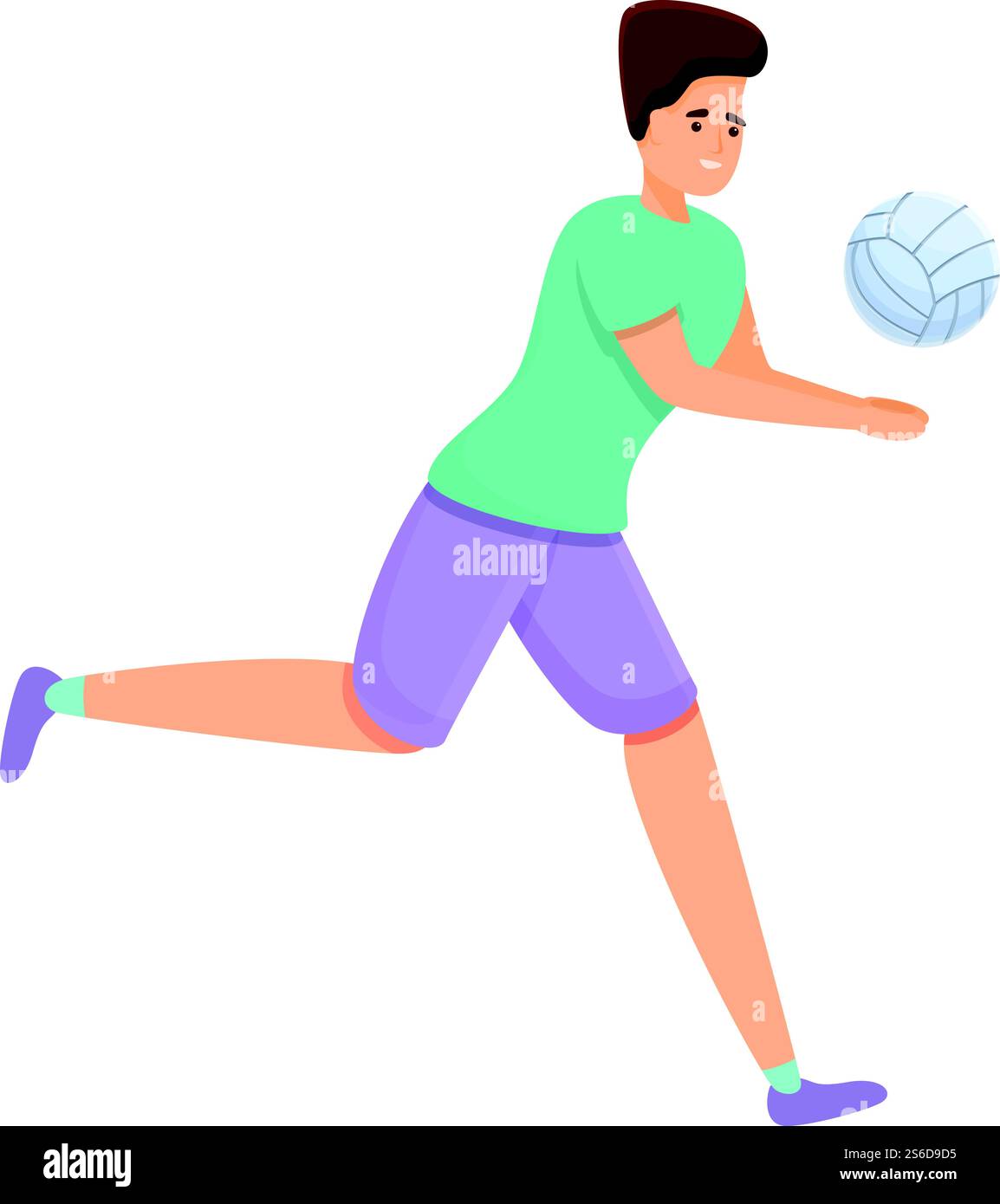 Symbol für den Laufvolleyballspieler. Cartoon des laufenden Volleyballspielers Vektorsymbol für Webdesign isoliert auf weißem Hintergrund. Laufvolleyballspieler-Ikone, Cartoon-Stil Stock Vektor