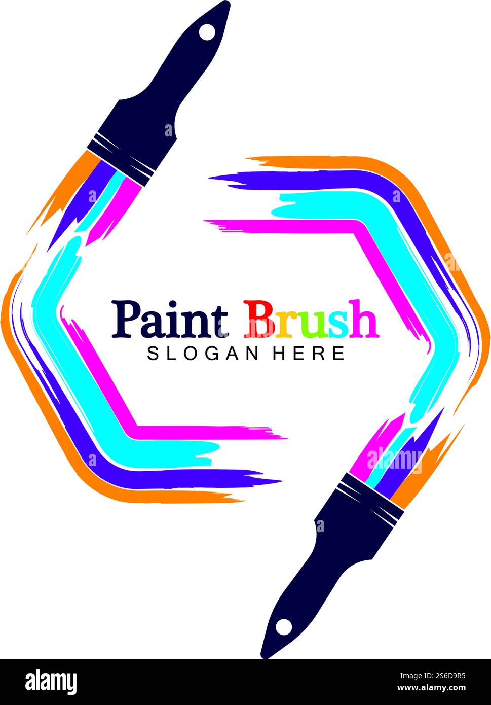 Abstrakte Vektor-Pinsel und bunte Farbe Spritzen Symbol, Emblem, Logo Design mit Farbalternative und Graustufen Version. Bearbeitbares EPS-Format, Design-Element, Kunst- und Kunsthandwerk-Konzept. Stock Vektor