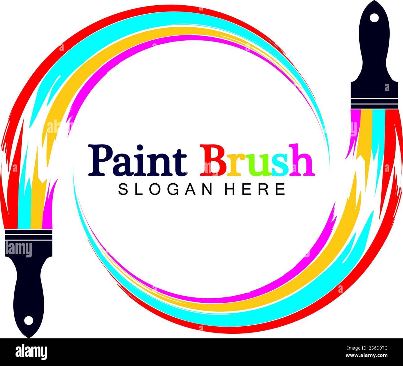 Abstrakte Vektor-Pinsel und bunte Farbe Spritzen Symbol, Emblem, Logo Design mit Farbalternative und Graustufen Version. Bearbeitbares EPS-Format, Design-Element, Kunst- und Kunsthandwerk-Konzept. Stock Vektor