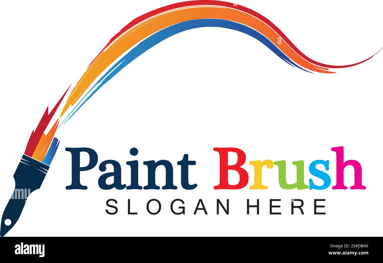 Abstrakte Vektor-Pinsel und bunte Farbe Spritzen Symbol, Emblem, Logo Design mit Farbalternative und Graustufen Version. Bearbeitbares EPS-Format, Design-Element, Kunst- und Kunsthandwerk-Konzept. Stock Vektor
