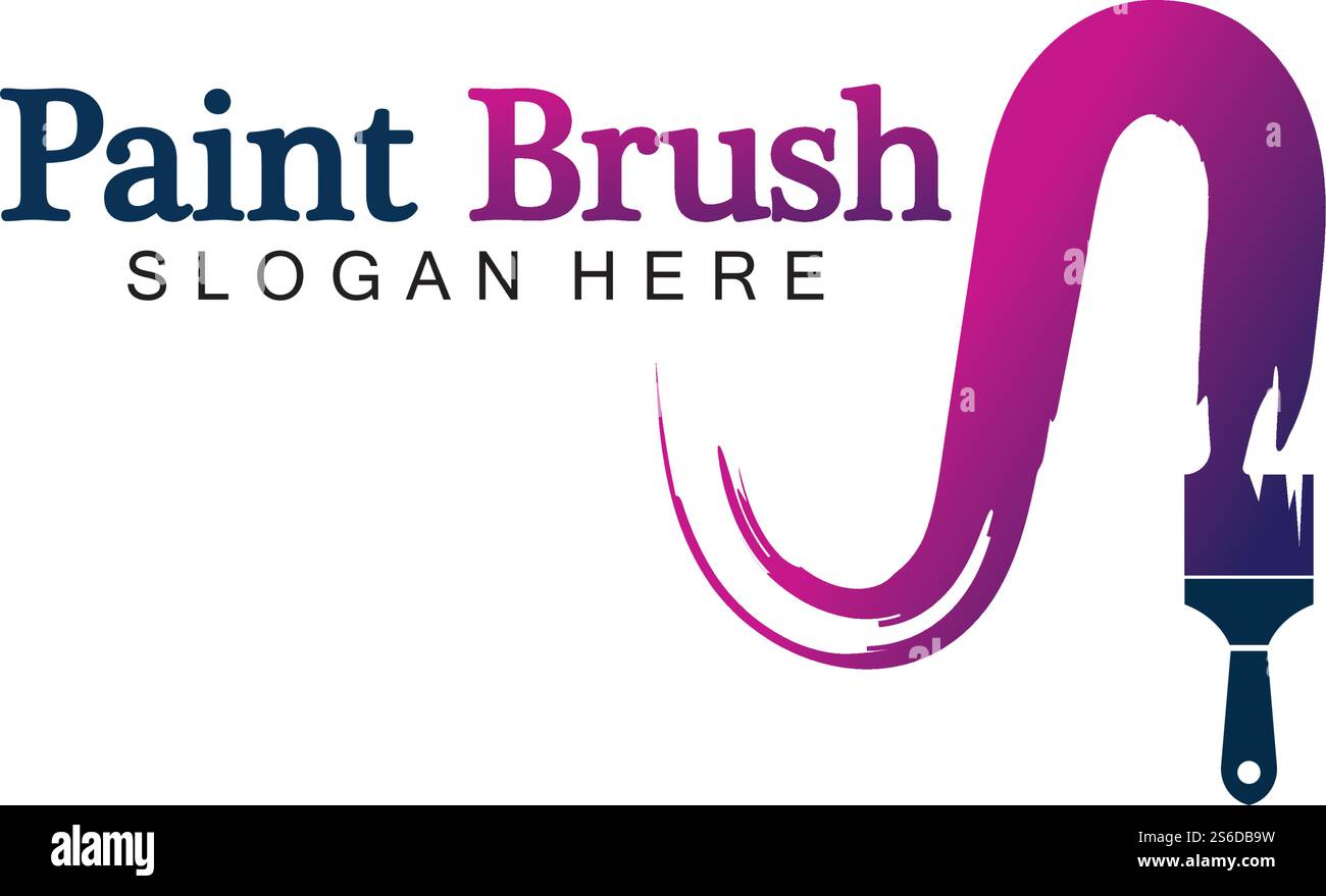 Abstrakte Vektor-Pinsel und bunte Farbe Spritzen Symbol, Emblem, Logo Design mit Farbalternative und Graustufen Version. Bearbeitbares EPS-Format, Design-Element, Kunst- und Kunsthandwerk-Konzept. Stock Vektor