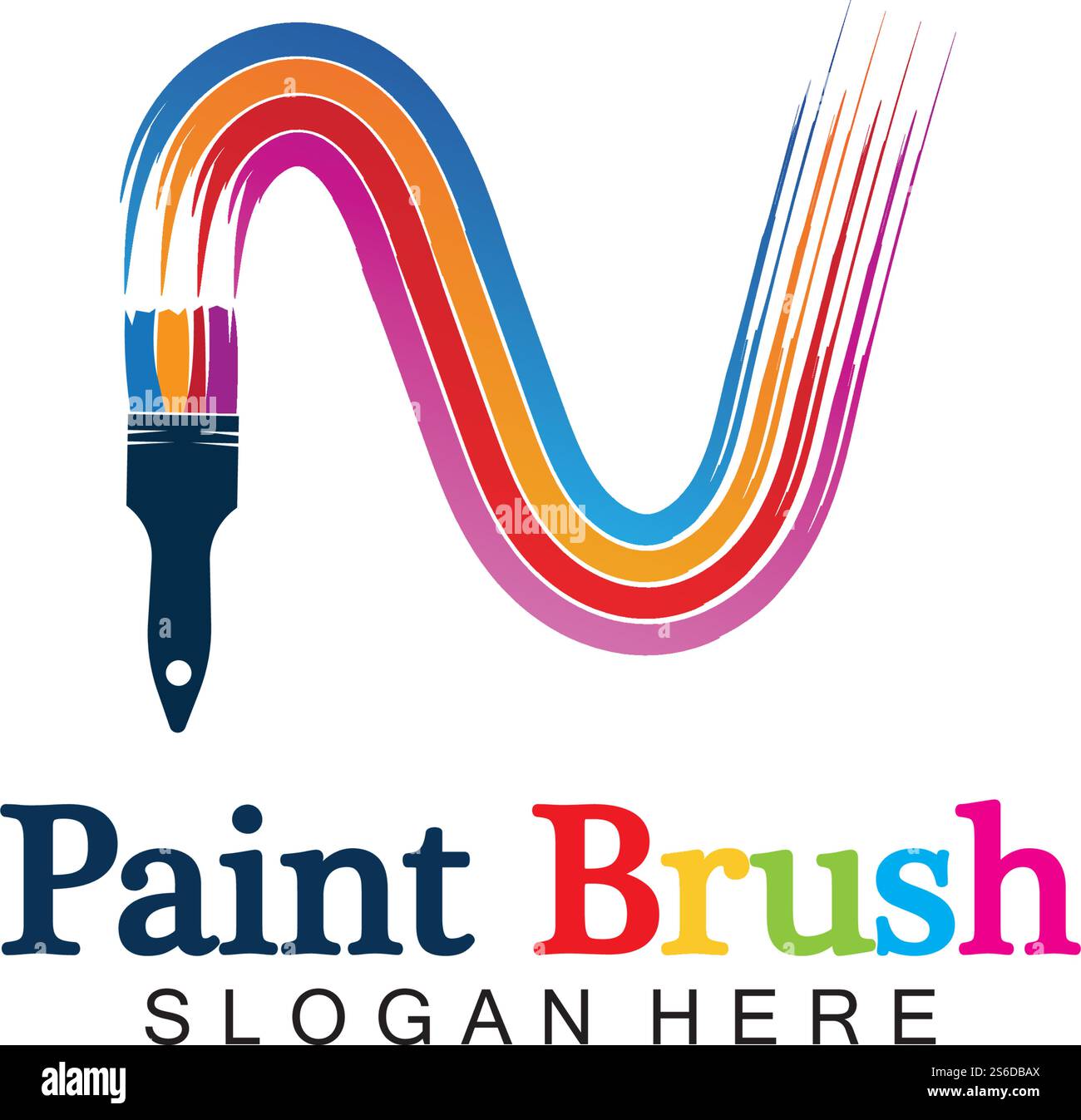 Abstrakte Vektor-Pinsel und bunte Farbe Spritzen Symbol, Emblem, Logo Design mit Farbalternative und Graustufen Version. Bearbeitbares EPS-Format, Design-Element, Kunst- und Kunsthandwerk-Konzept. Stock Vektor