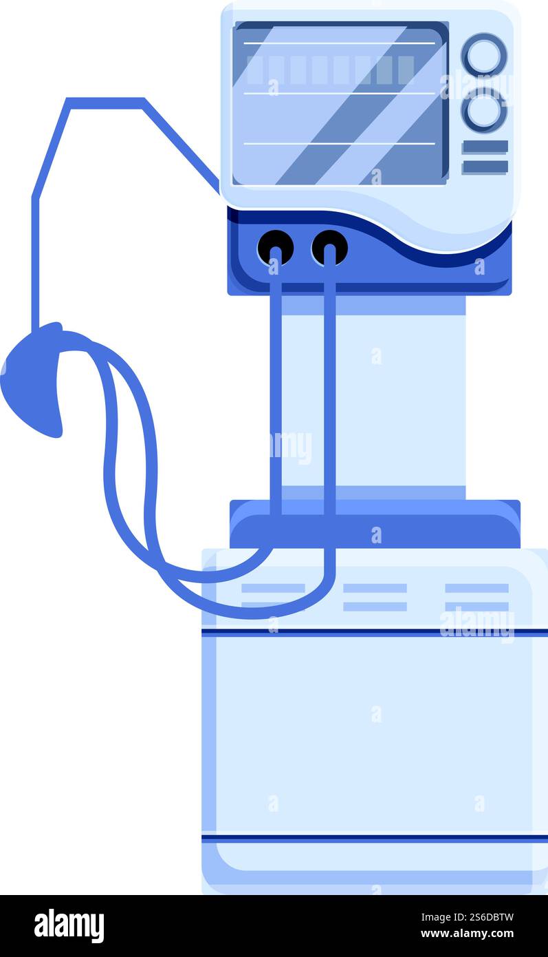 Symbol für medizinisches Beatmungsgerät in der Klinik. Cartoon des medizinischen Maschine-Vektorsymbols des Klinikbeatmungsgeräts für Webdesign isoliert auf weißem Hintergrund. Klinik Beatmungsgerät medizinische Maschine Symbol, Cartoon Stil Stock Vektor