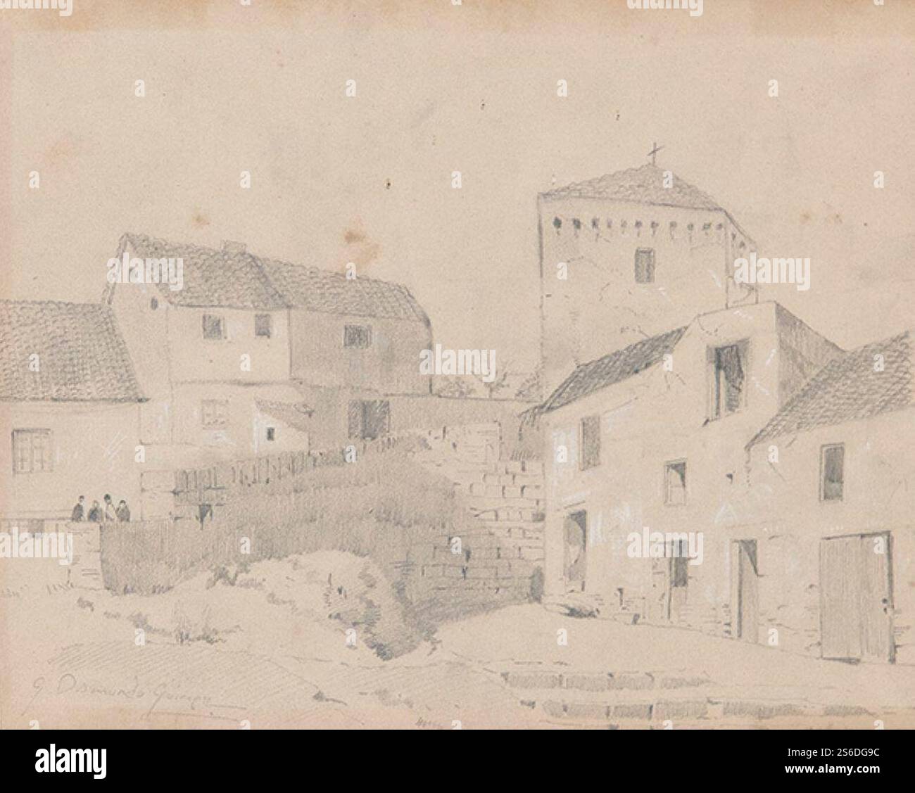 Gabriel Osmundo Gómez - GABRIEL OSMUNDO Gómez Havana 1856 - Vallladolid 1915 Landschaftsfarbe Bleistiftzeichnung auf Papier signiert Größe 22 x 28 cm. Stockfoto Gabriel Osmundo Gómez - GABRIEL OSMUNDO Gómez Havana 1856 - Vallladolid 1915 Landschaftsfarbe Bleistiftzeichnung auf Papier signiert Größe 22 x 28 cm. Stockfoto