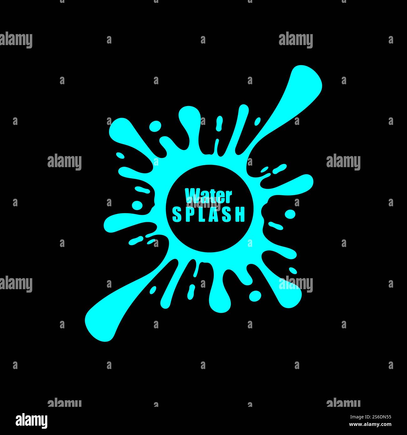 Wasserspritzer blau Farbe Kreis Vorlage auf schwarzem Hintergrund Vektor Stock Vektor