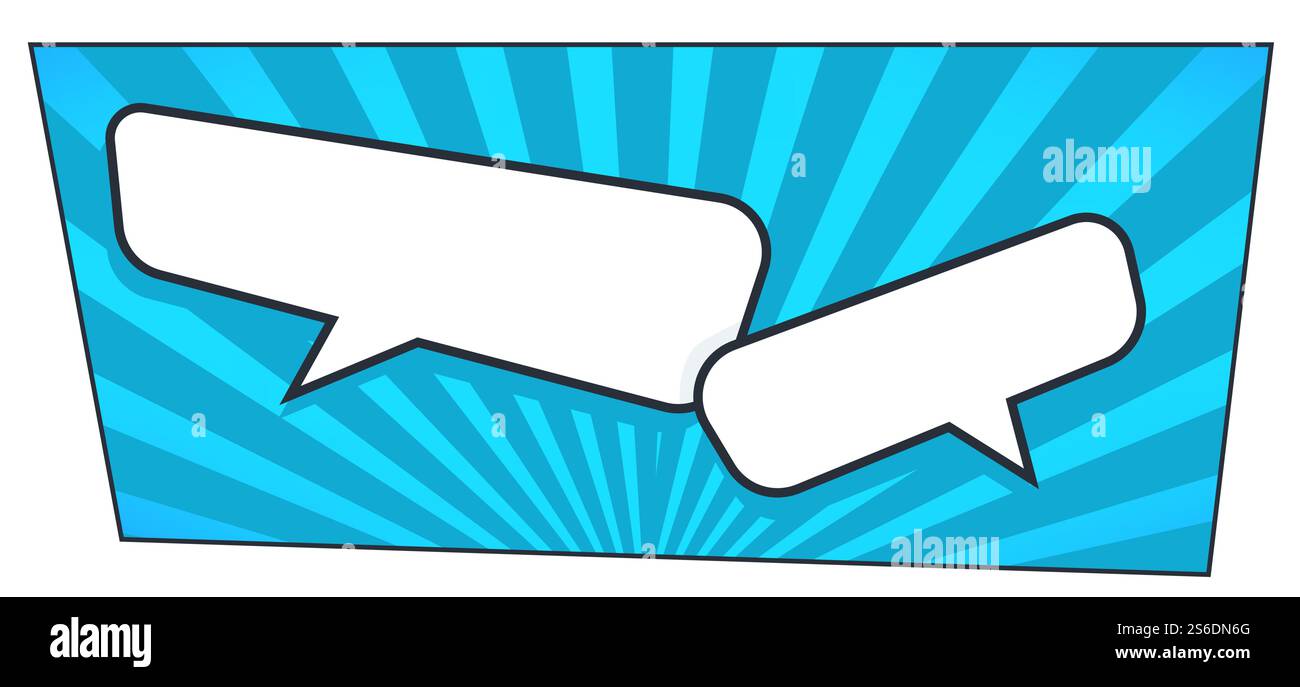 Kommunikation und Konversation in Pop-Art-Manier. Comic-Bücher leere Sprechblasen, Dialoge oder Nachrichten online. Leere Banner mit Frage und Antwort. Gedanken zum Ausdruck bringen. Vektor in abgewickelter Form. Sprechblase, Kommunikation und Konversation Stock Vektor