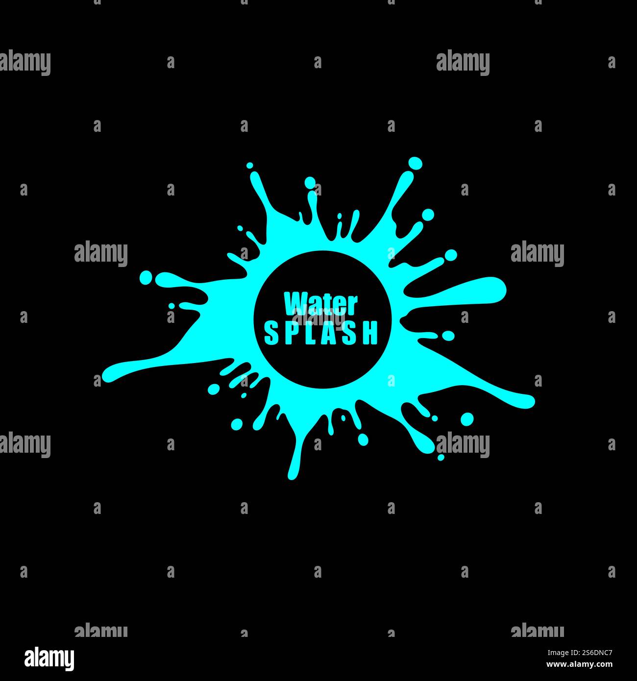 Wasserspritzer blau Farbe Kreis Vorlage auf schwarzem Hintergrund Vektor Stock Vektor