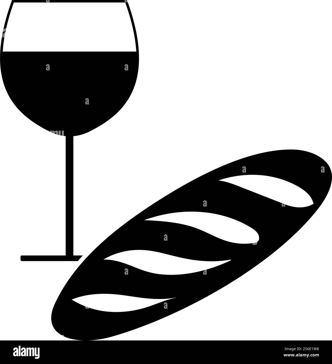 Osterwein Und Brot Ikone. Schwarzes Glyphen-Design. Vektorgrafik. Stock Vektor