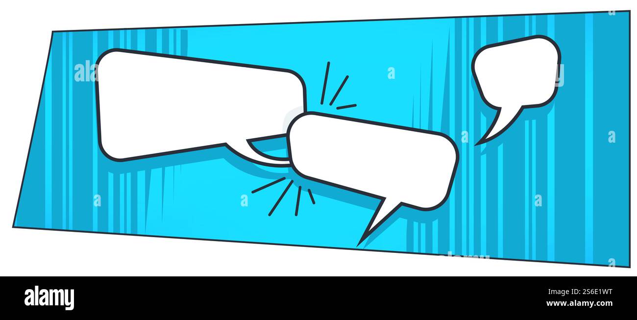 Gedankenblasen oder Dialogfelder, wechselnde Botschaften oder Ideen. Comic-Stil und Kommunikation. Trendiges Pop-Art-Design der Konversationsanwendung. Sprechen Sie online in Textform. Vektor in der Ebene. Chat-Bubbles im Pop-Art-Stil, Comics-Bücher signieren Stock Vektor