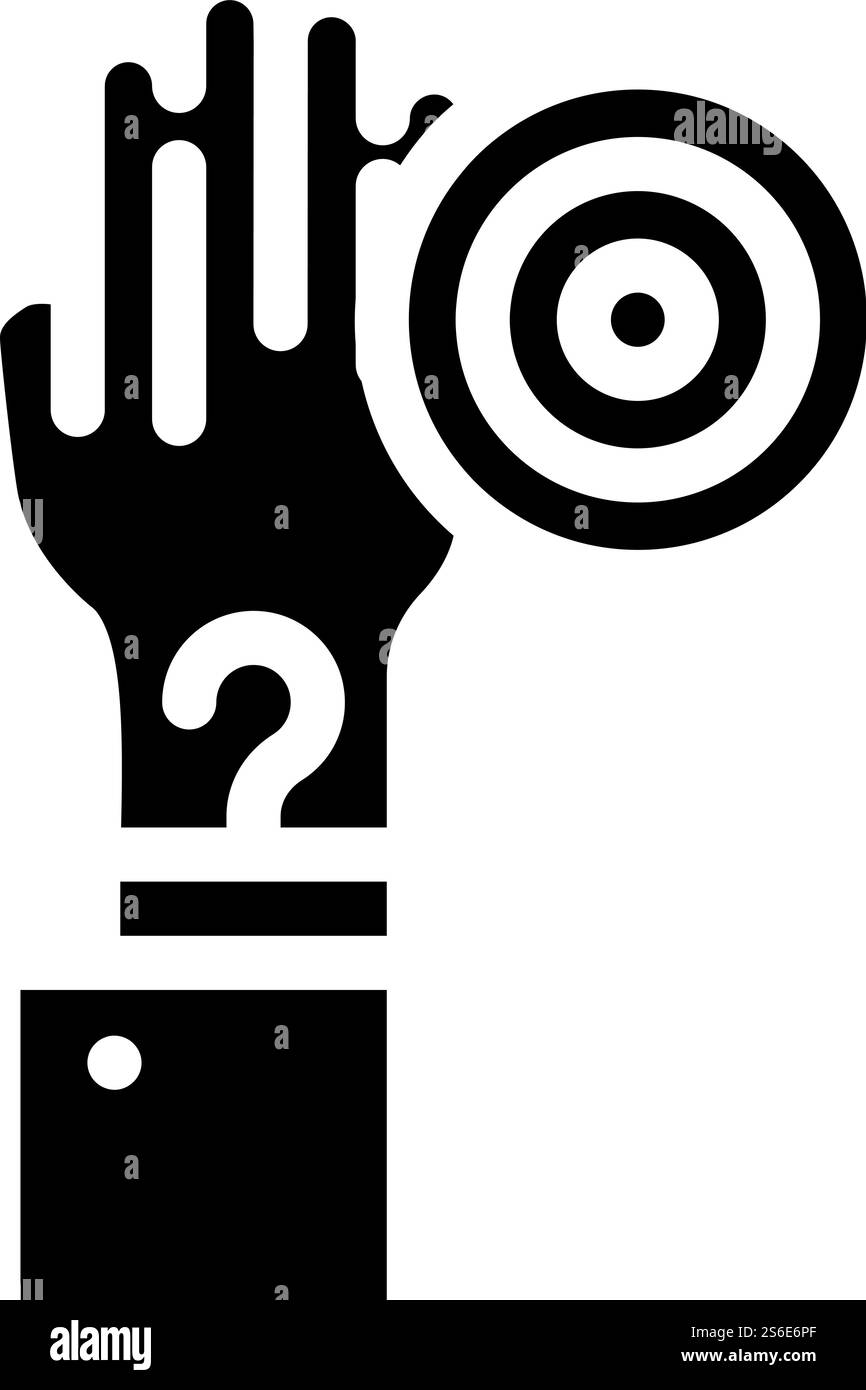 Hand Phantom Ach Glyphe Symbol Vektor. Handphantom-Schmerzzeichen. Schwarze Abbildung des isolierten Kontursymbols. Hand Phantom Ach Glyphe Symbol Vektor Illustration Stock Vektor