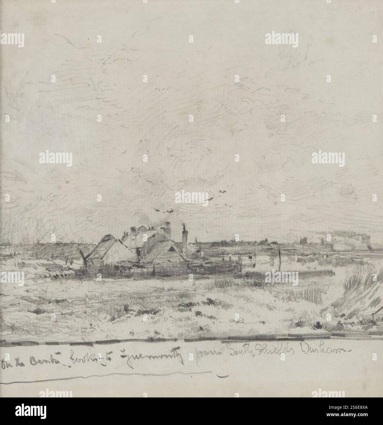 George Edward Horton - AUF DEN BENTS, BLICK VON TYNEMOUTH AUS DEM SÜDEN, SCHILDE signiert und beschriftet Bleistift (17 cm x 16 cm). Stockfoto