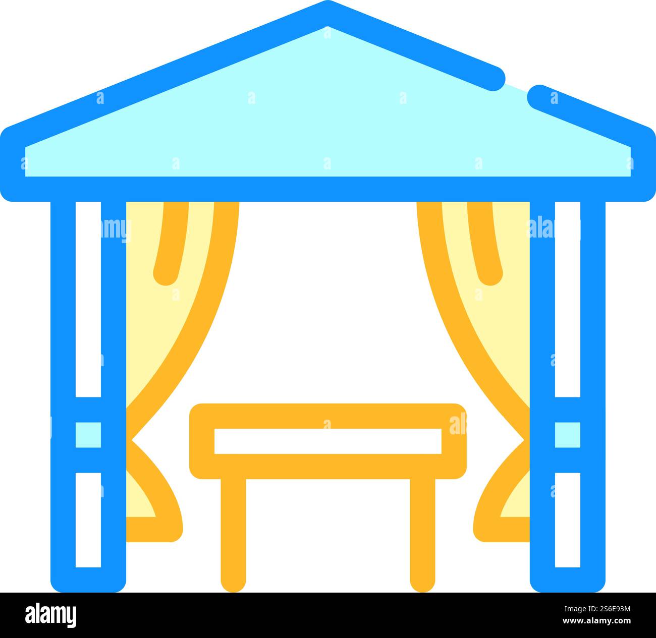 Zelt mit Tisch zum Essen Farbe Symbol Vektor. Zelt mit Tisch zum Essen Schild. Isolierte Symboldarstellung. Zelt mit Tisch für das Essen Farbe Symbol Vektor Illustration Stock Vektor