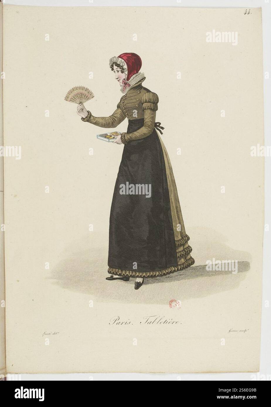 Georges-Jacques Gatine - Kostüme d'ouvrières parisiennes, 1824, S. 44, Tabletière. Stockfoto