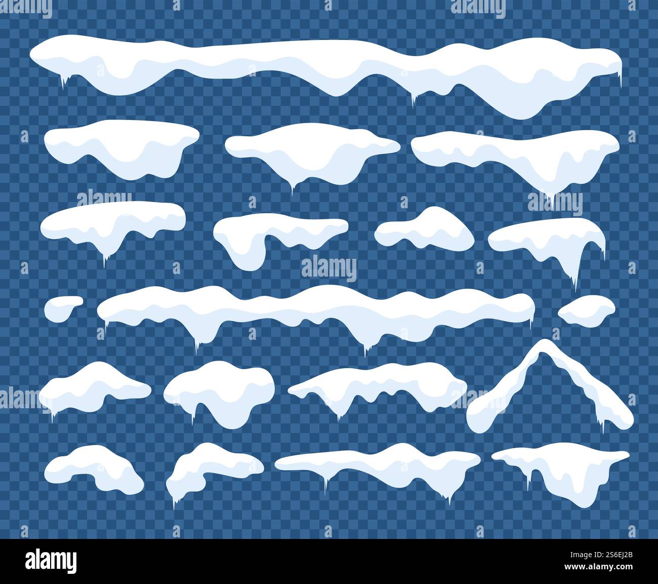 Schneekappen. Schneebälle und Schneetreiben Winterdekoration mit schneebedeckten Elementen. Weihnachten Cartoon Vektor isoliert Set. Illustration Schneeeffekt, obere schneekappe Dekoration. Schneekappen. Schneebälle und Schneetreiben Winterdekoration mit schneebedeckten Elementen. Weihnachten Cartoon Vektor isoliert Set Stock Vektor