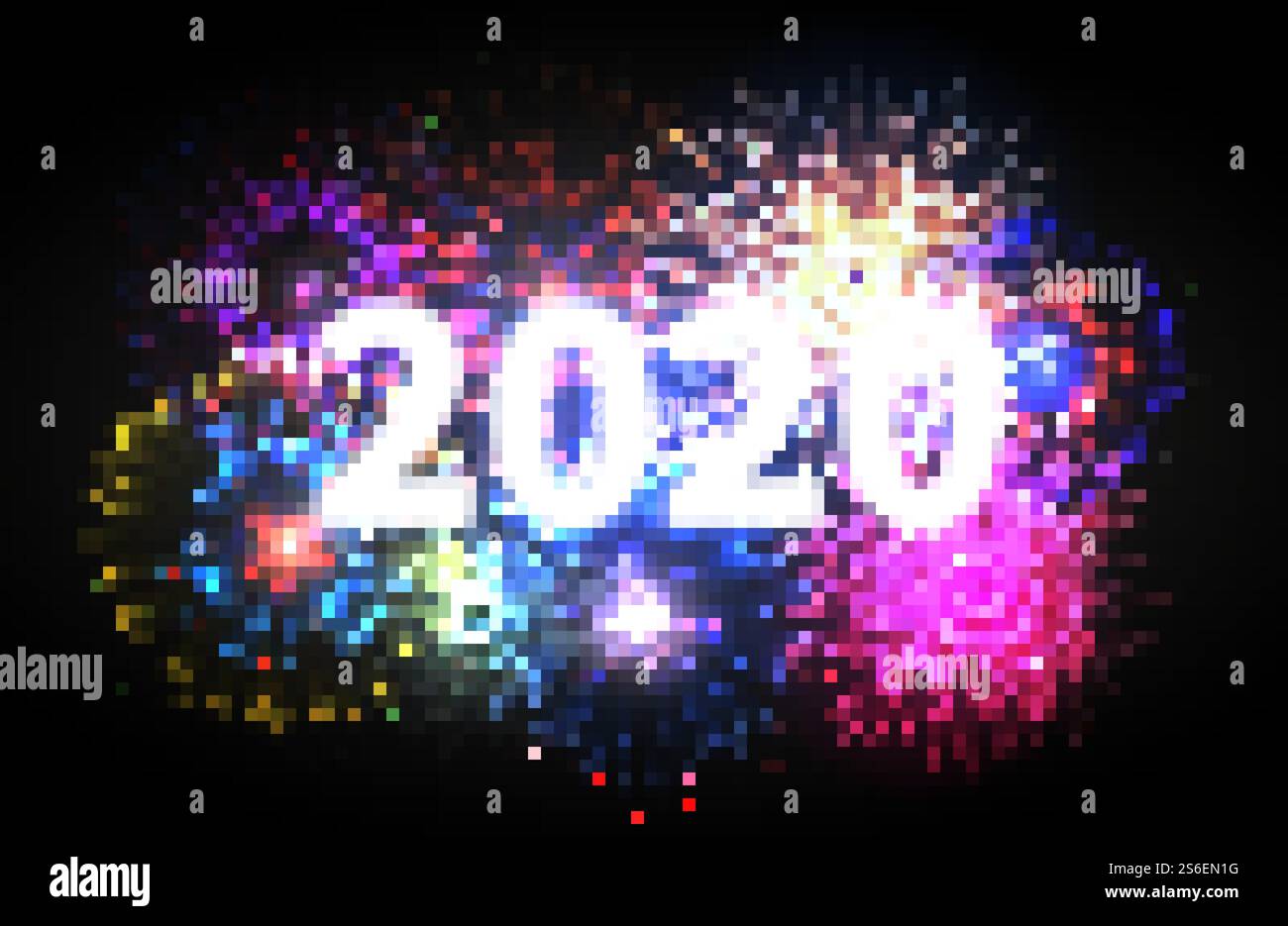 Feuerwerk-Explosion. Happy New Year 2020 Event-Banner. Pyrotechnische Funken. Festliches Feuerwerk Vektor-Hintergrund. Illustration Neujahrsfeier, pyrotechnische Explosion, festlicher Gruß. Feuerwerk-Explosion. Happy New Year 2020 Event-Banner. Pyrotechnische Funken. Festliches Feuerwerk Vektor-Hintergrund Stock Vektor