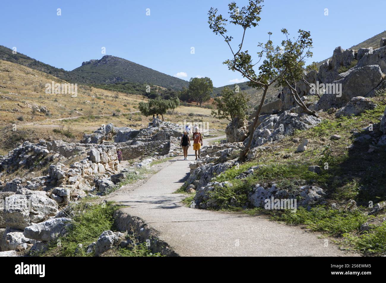 In der Zitadelle von Mykene, griechische archäologische Stätte, Argolis, Peloponnes, Griechenland, Europa Stockfoto