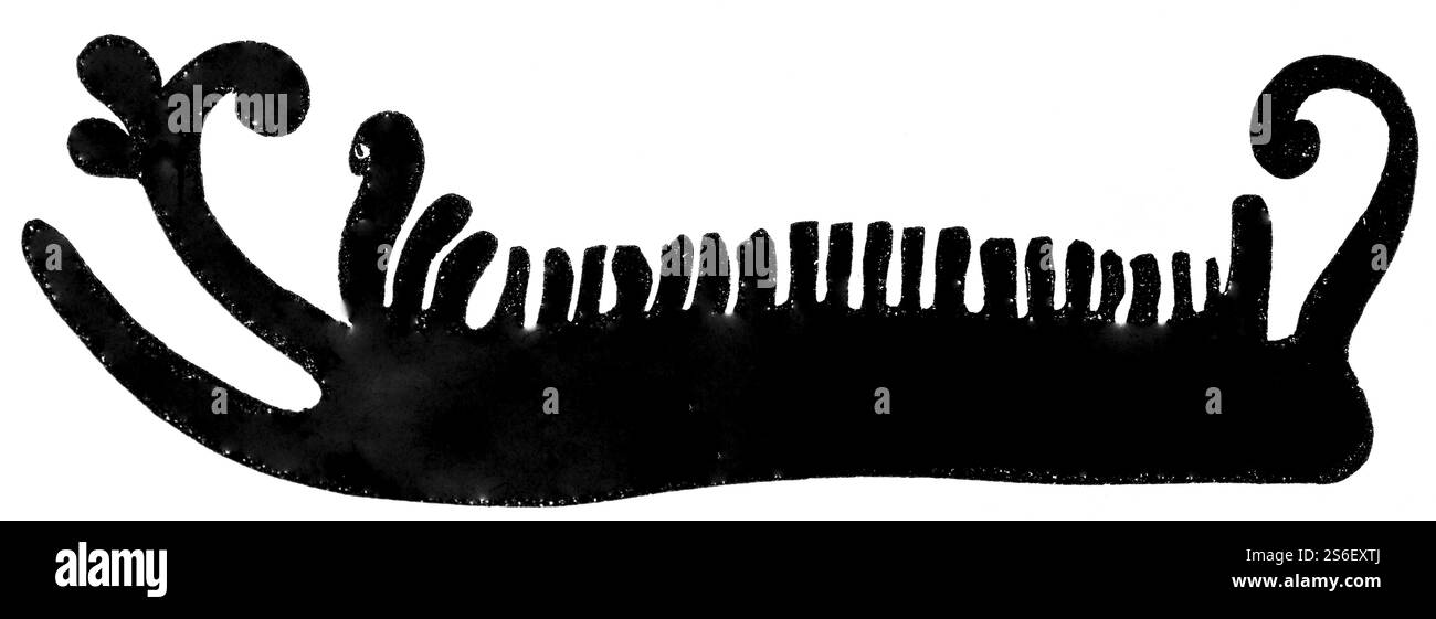 Felsenmalerei eines Schiffes, historische Provinz Bohuslaen, Geschichte der Menschheit, Schweden, historische Illustration 1880, Europa Stockfoto