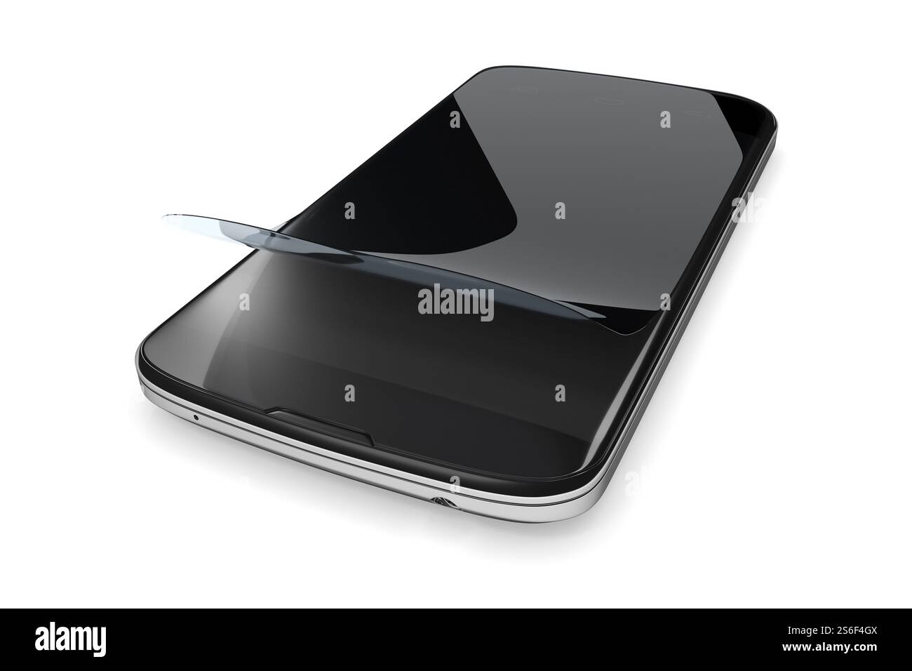 3D-Rendering der ein Smartphone mit einer Schutzfolie Stockfoto