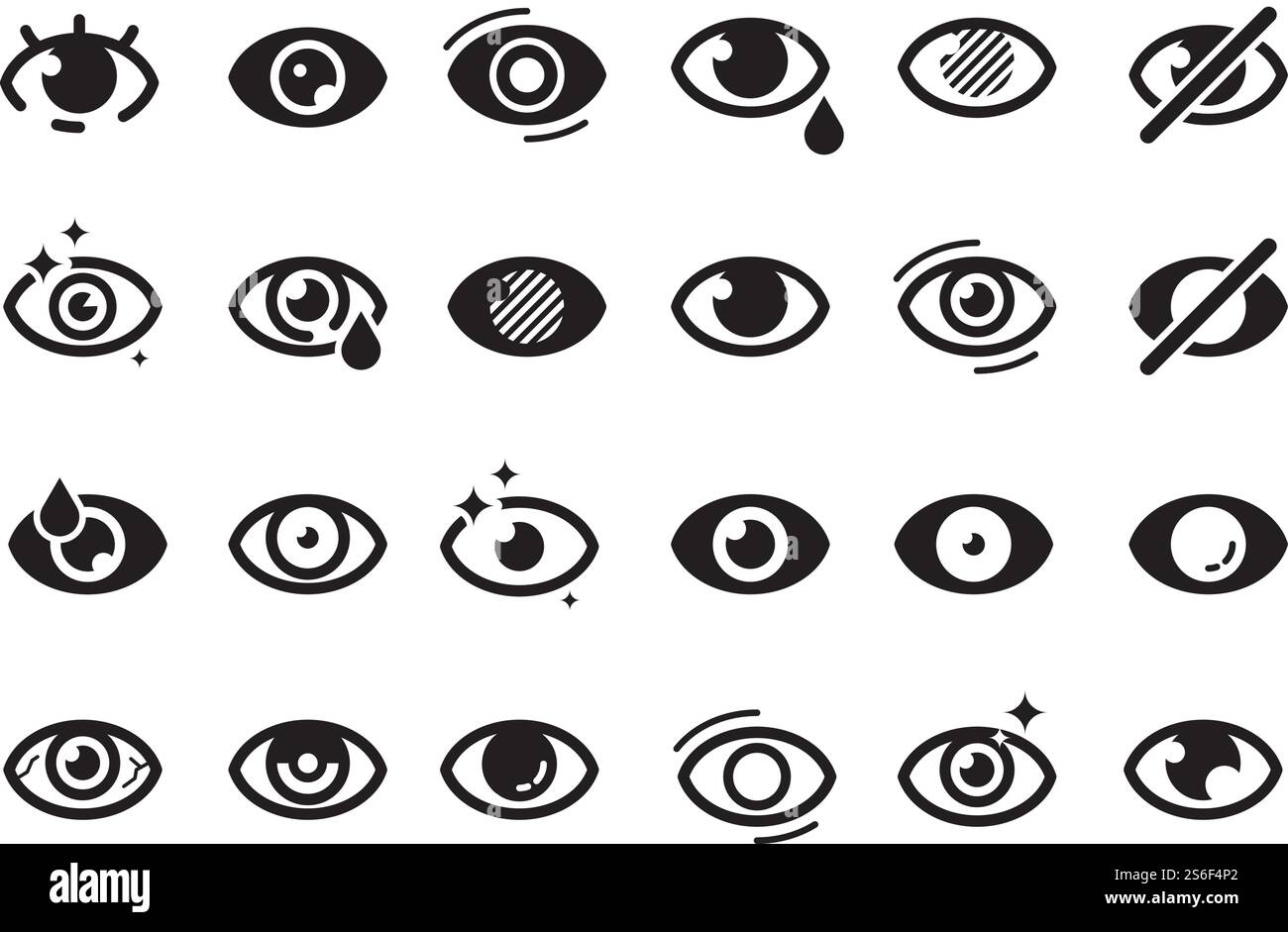 Augensymbole. Geschlossene Öffnung Auge menschliche Teile optische medizinische Versorgung Schlaflosigkeit Katarakt gut aussehende Vision Vektor-Icons. Augen sehen, menschlich aussehen, sehen und Augen-Illustration. Augensymbole. Geschlossene Öffnung Auge menschliche Teile optische medizinische Versorgung Schlaflosigkeit Katarakt gut aussehende Vision Vektor-Icons Stock Vektor