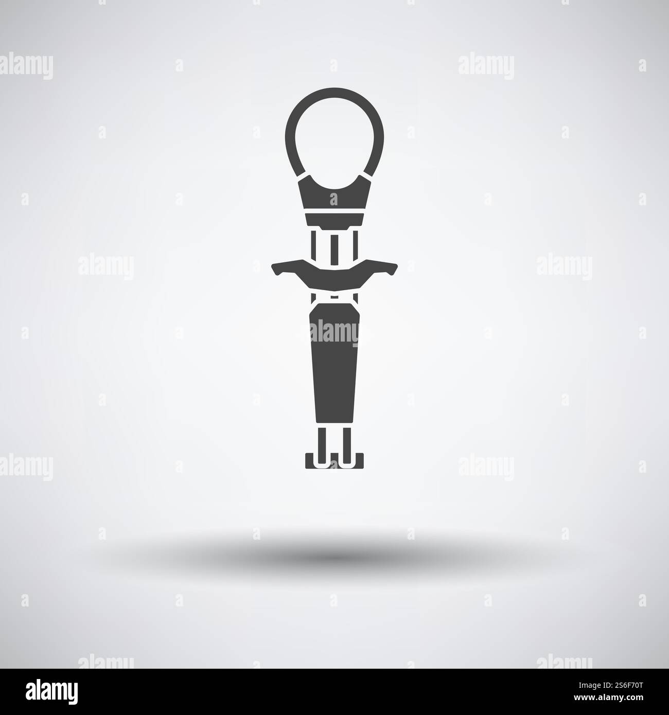Alpinist Camalot Ikone. Dunkelgrau auf grauem Hintergrund mit rundem Schatten. Vektorgrafik. Stock Vektor