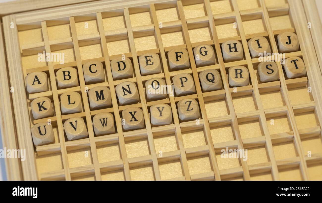 Ein Bild von einem Würfel Alphabet Stockfoto