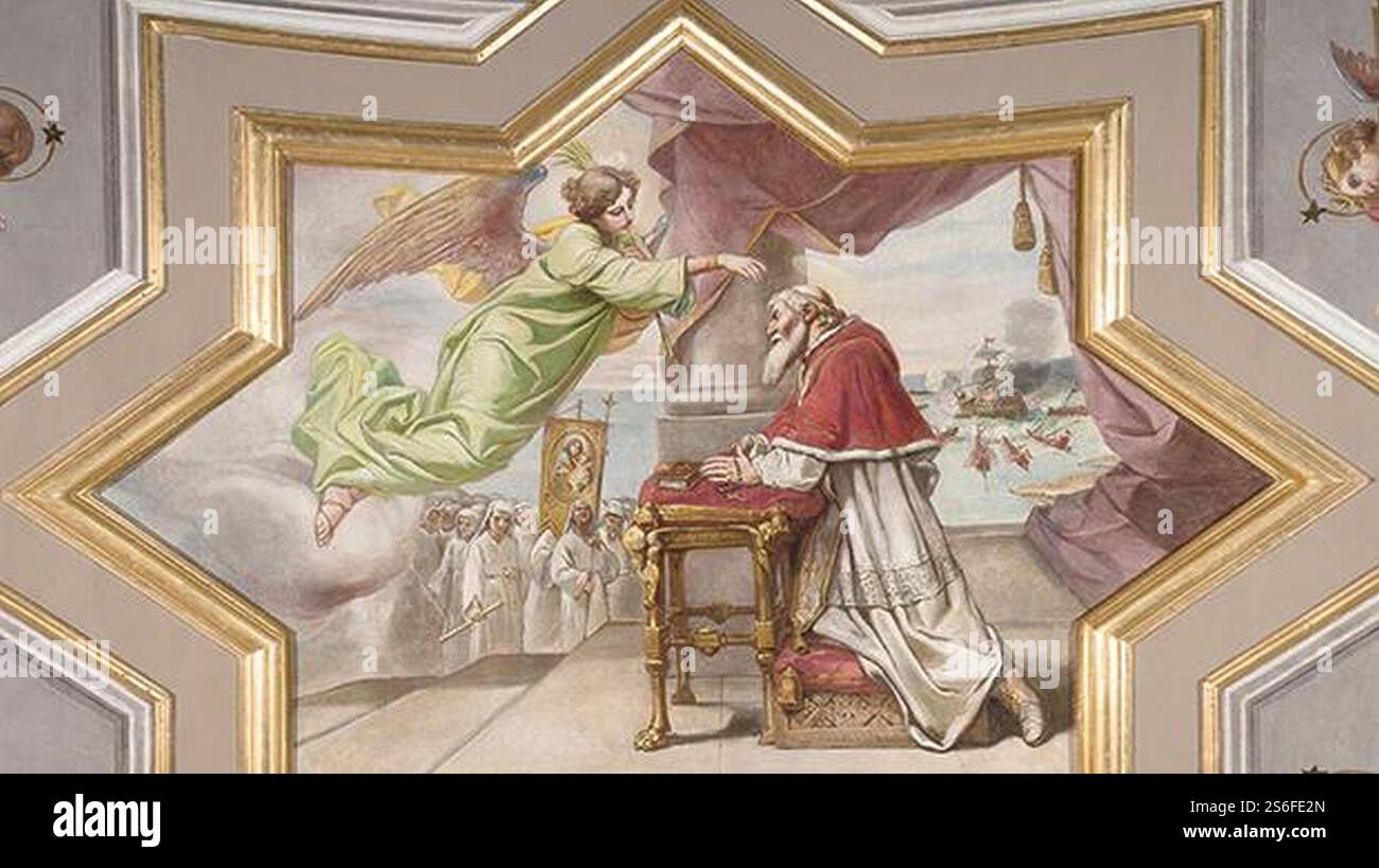 Giuseppe Calì, Papst Pius V., bittet um die Fürbitte der Jungfrau Maria. Stockfoto