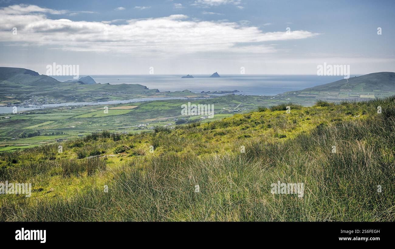 Ein Panoramabild von Skellig in Irland Stockfoto