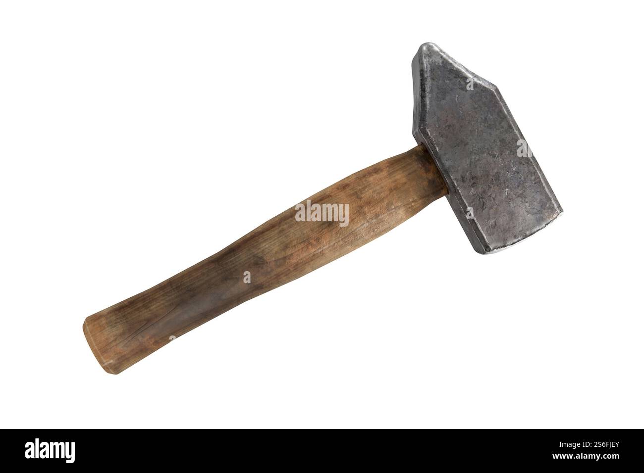 3D-Darstellung eines typischen alten Hammer isoliert auf weißem Stockfoto