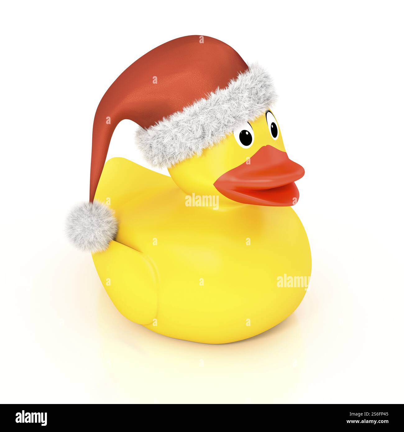 3d-Rendering eines gelben Gummi Ducky mit einem weihnachtsmütze Stockfoto