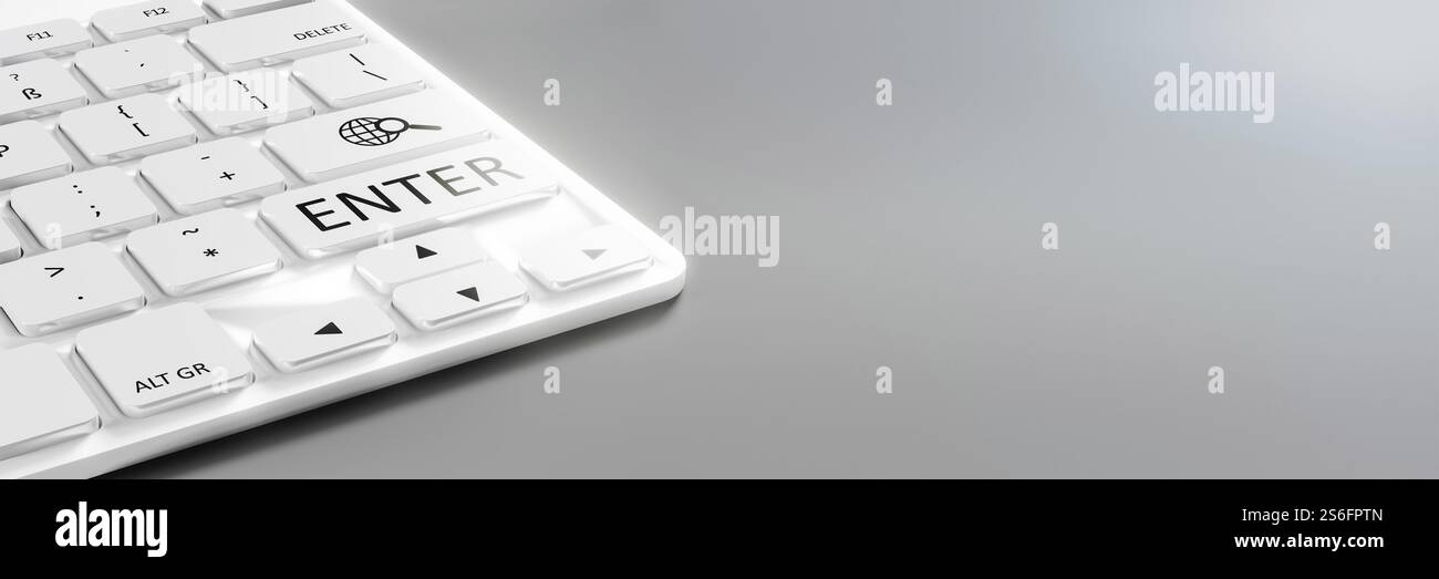 Eine typische weiße Computertastatur zeigt die 3D-Abbildung Stockfoto